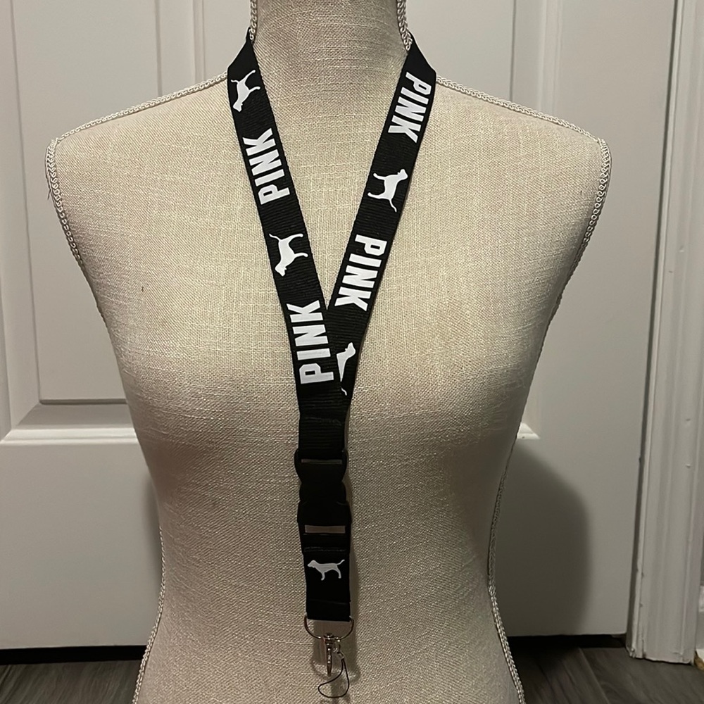 PINK Lanyard (White Lettering/Black Lanyard) *ADD POM POM FOR $2*